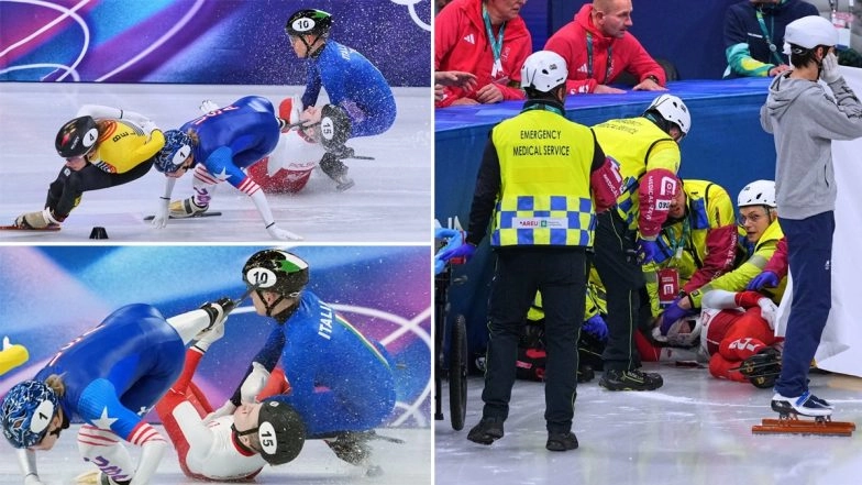 Kamila Sellier Accident Video: Polish Short-Track Speed Skater Collides With Opponent During Women's 1500M Event at Winter Olympics 2026