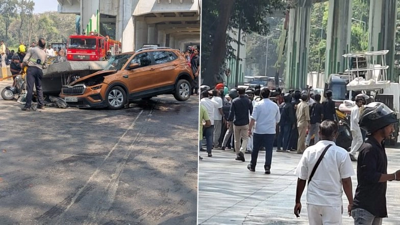 Mumbai Metro Accident: Parapet Wall Collapse From Elevated Metro Bridge in Mulund Kills 1, Injures 4 as Debris Falls on Vehicles on LBS Road (Watch Videos)
