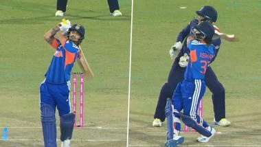 0,6,6,6,6,4! Ishan Kishan Hits JJ Smit For 28 Runs in 1 Over During IND vs NAM T20 World Cup 2026 Match (Watch Video)