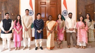 Arjun Tendulkar-Saaniya Chandok Wedding: Sachin Tendulkar Meets President Droupadi Murmu, Extends Invitation to Son&rsquo;s Wedding (See Pics)