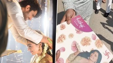 VIROSH Wedding: Rashmika Mandanna and Vijay Deverakonda’s Team Distributes Sweets to Media After Their Telugu Wedding (Watch Video)