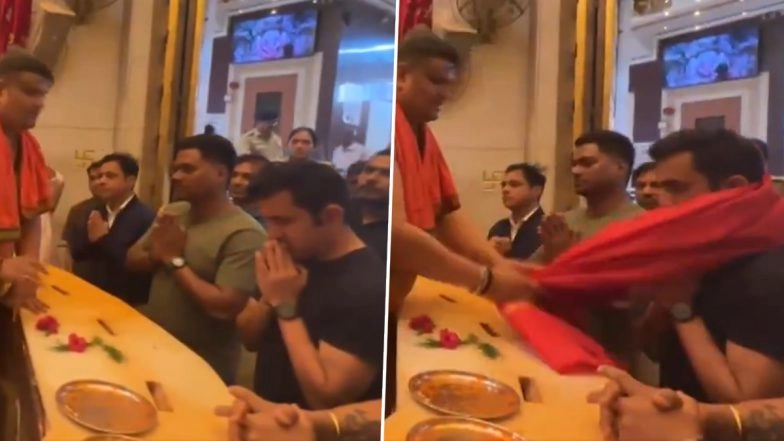 India Head Coach Gautam Gambhir, Batting Coach Sitanshu Kotak Offer Prayers at Siddhi Vinayak Temple in Mumbai Ahead of T20 World Cup 2026 (Watch Video)