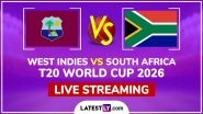 West Indies vs South Africa Live Streaming and Free Telecast, T20 World Cup 2026 Super 8 Match