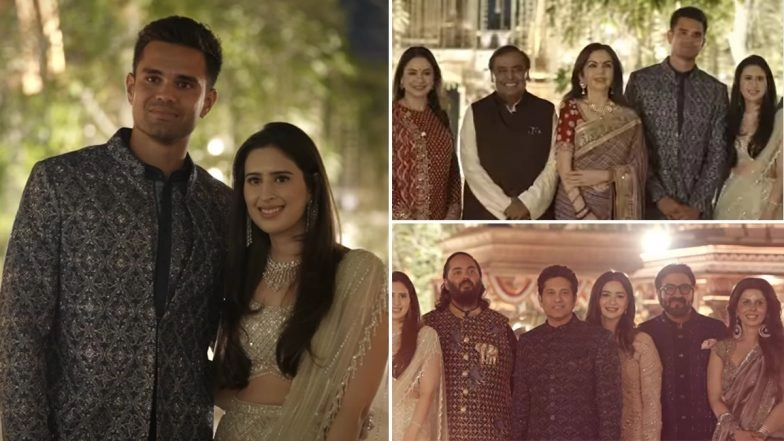 Ambanis Host Sachin Tendulkar and Family for Arjun and Saaniya Chandhok’s Pre-Wedding Celebrations in Jamnagar (Watch Video)