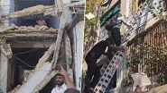 Ahmedabad Gallery Collapse Leaves Nearly 20 Trapped in Sant Vinobabhave Nagar Slum, Fire Brigade Launches Rescue Operation (Watch Video)