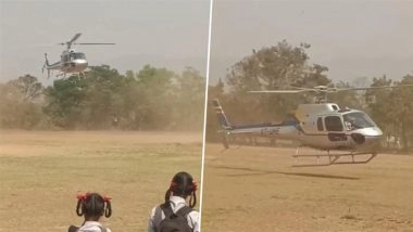 Maharashtra: Helicopter Makes Emergency Landing at Palghar School Following Technical Snag; No Injuries Reported (Watch Video)