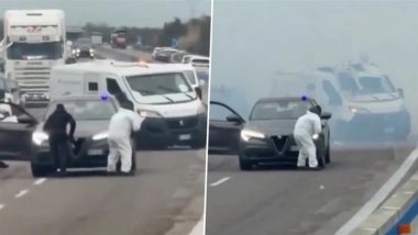 Robbery Bid Caught on Camera in Italy: Armed Robbers Attack Cash-in-Transit Van With Explosives on Highway, Video Surfaces