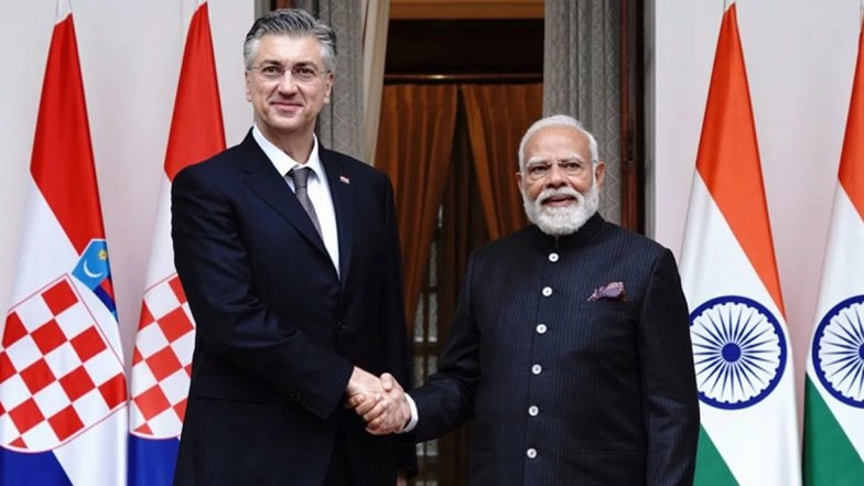 AI Impact Summit 2026: PM Narendra Modi Meets Croatian Counterpart Andrej Plenkovic, Discusses AI, Clean Energy and India-EU FTA (See Pics and Video)