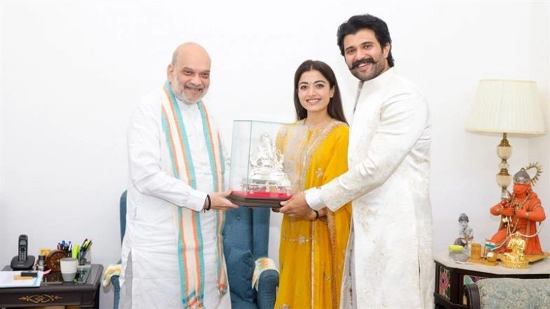 Vijay Deverakonda and Rashmika Mandanna Invite Union Home Minister Amit Shah to Their Wedding Reception (See Pics)