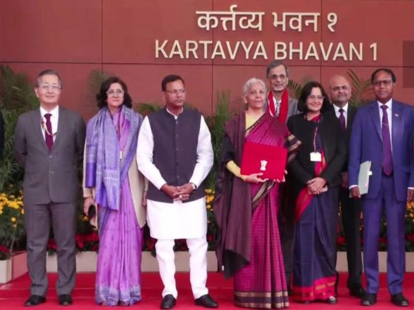 India News | FM Sitharaman Leaves for Rashtrapati Bhavan with 'Digital Bahi-Khata' Ahead of Union Budget Presentation