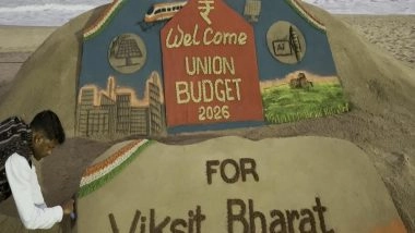 Entertainment News | Odisha: Sudarsan Pattnaik Welcomes Union Budget 2026 with Sand Art on Puri Beach
