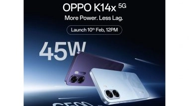 Business News | OPPO K14x 5G Set to Launch in India on 10th February 2026 Power, Performance and Smoothness Come Together in the Next K Series Smartphone