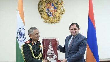 World News | CDS General Anil Chauhan Calls on Armenia Defence Minister Papkyan; Discusses Strengthening Defence Cooperation