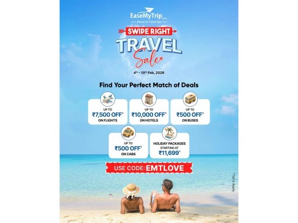 Business News | EaseMyTrip Launches 'Swipe Right Travel Sale' for Valentine's Day Travel
