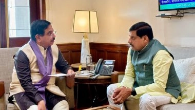 India News | MP CM Mohan Yadav Meets Union Minister Pralhad Joshi in New Delhi, Discusses Procurement of Paddy, Wheat