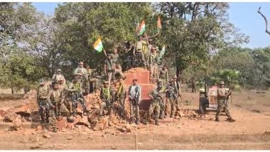 India News | Chhattisgarh: CRPF Demolishes Memorial of Maoist Leader Ramanna in Gogunda