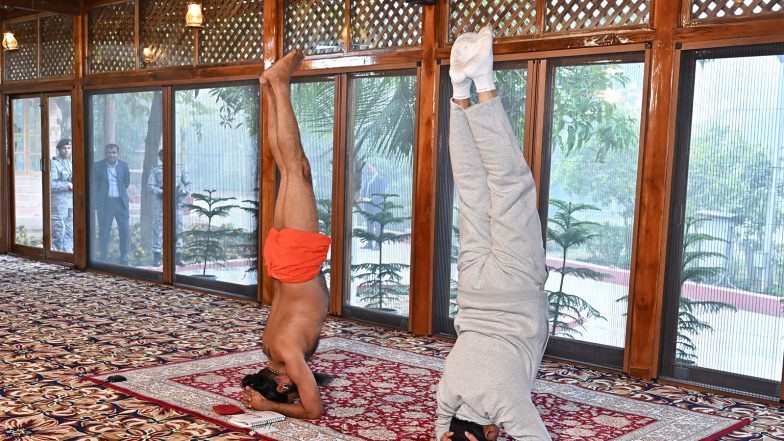 India News | MP: CM Mohan Yadav Practices Yoga with Swami Ramdev, Urges People to Make It Part of Daily Routine