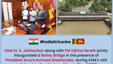World News | Indian Navy Delivers Bailey Bridges to Sri Lanka Post Inauguration with EAM Jaishankar