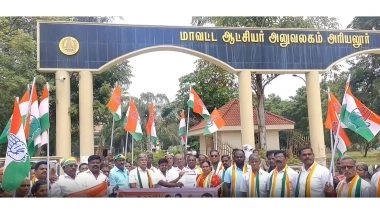 India News | TN: Congress Stages Protest Against Removal of Mahatma Gandhi's Name from MGNREGA