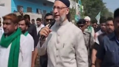 India News | AIMIM Chief Owaisi Holds Door-to-door Election Canvassing Ahead of Telangana Municipal Polls