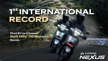 Business News | Ampere Becomes India's First E2W Brand to Enter Asia Book of Records by Navigating the 70-hairpin Bends of Kolli Hills, TN