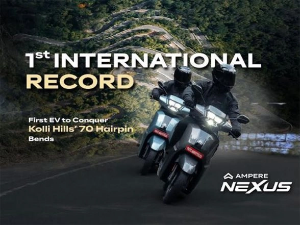 Business News | Ampere Becomes India's First E2W Brand to Enter Asia Book of Records by Navigating the 70-hairpin Bends of Kolli Hills, TN