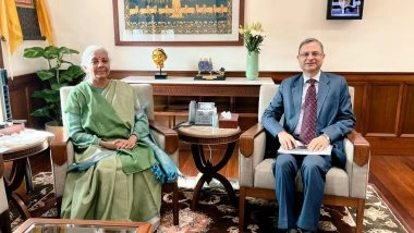 Business News | RBI Governor Calls on Nirmala Sitharaman at Parliament House in Delhi