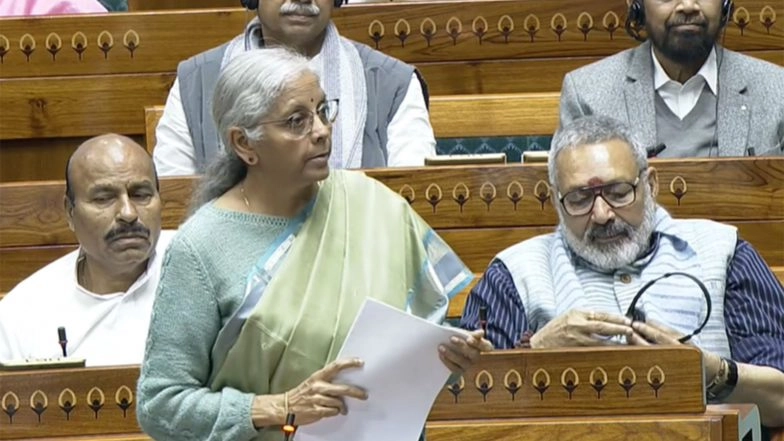 Business News | 41% Share of Taxes Devolved to States, Estimated at Rs 25.44 Lakh Crore for Coming Year: Sitharaman in Lok Sabha
