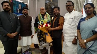 India News | Telangana CM Revanth Reddy Meets Defence Minister Rajnath Singh, Briefs About Gandhi Sarovar Project