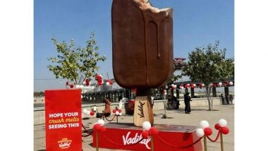 Business News | Melt Your Crush: Vadilal's 17ft Melting Ice Cream Sparks Romance at Sabarmati Riverfront