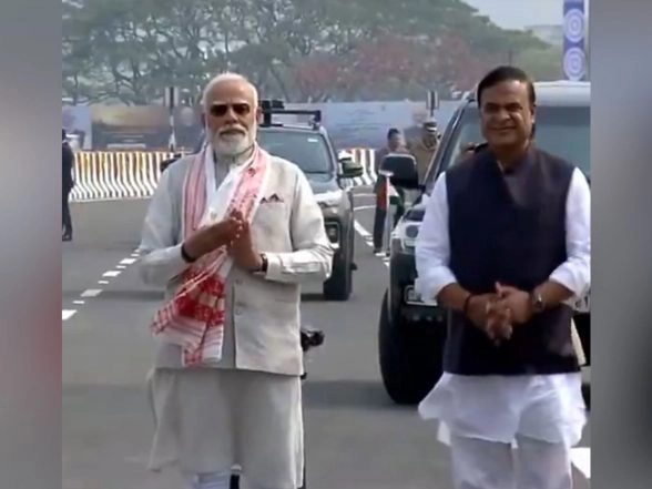 India News | PM Modi Inaugurates Kumar Bhaskar Varma Setu Across Brahmaputra River in Guwahati