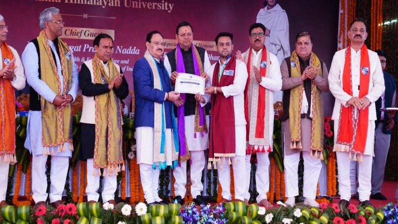 India News | Union Minister Nadda, Uttarakhand CM Dhami Attends Convocation Ceremony of Swami Rama Himalayan University