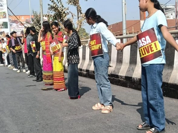 India News | Tripura Indigenous Student Federation Protests Demanding Roman Script for Kokborok Language