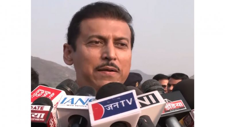 India News | Rajasthan Minister Rajyavardhan Singh Rathore Hails IAF Suryakiran, Sarang Show at Jal Mahal