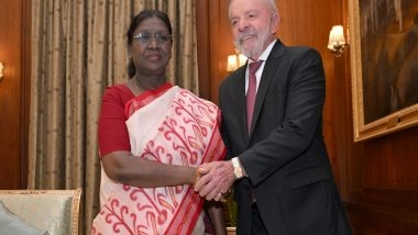 World News | President Droupadi Murmu Hosts Brazilian Counterpart Lula at Rashtrapati Bhavan in Delhi