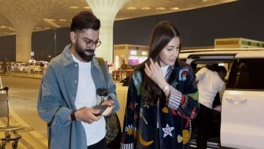Entertainment News | Virat Kohli, Anushka Sharma Arrive at Mumbai Airport in Style, Greets Paps with Smiles