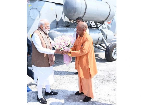 India News | Uttar Pradesh: CM Adityanath Welcomes PM Modi to Meerut