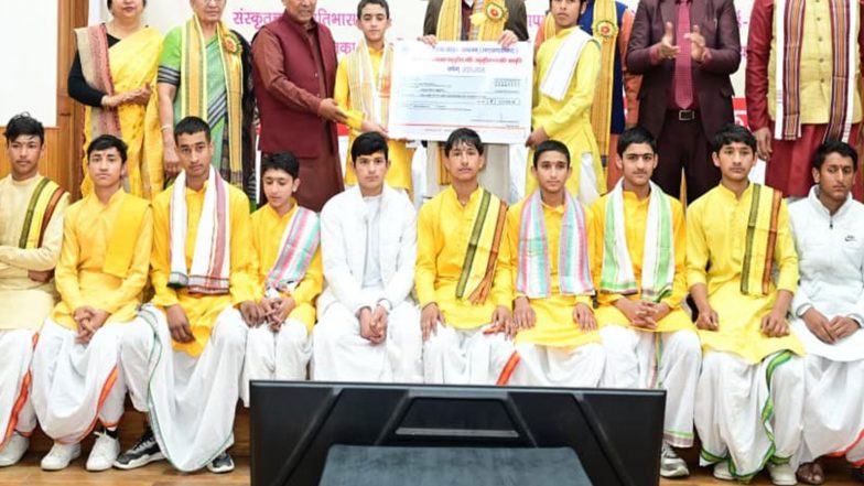 India News | Uttarakhand CM Dhami Felicitates Students at Sanskrit Talent Programme