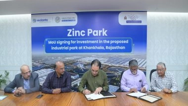 Business News | Hindustan Zinc Limited Signs MoU with Tripura Group to Operationalize Company's Flagship Manufacturing Unit Within Zinc Park in Rajasthan