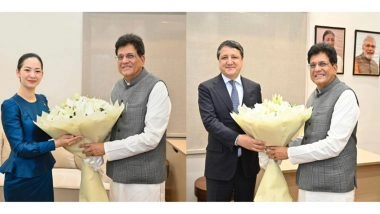 Business News | Union Minister Piyush Goyal Meets Ministers from Tajikistan and Cambodia to Expand Bilateral Trade and Investment Ties