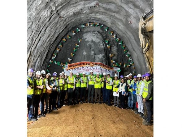 Business News | Breaking Ground, Breaking Through: HORC Project Achieves First Tunnel Breakthrough, Bringing Haryana's 126 Km Orbital Rail Corridor Closer to Reality