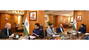 World News | Commerce Minister Piyush Goyal Holds Talks with IBM CEO Arvind Krishna, Jefferies' Christopher Wood on AI and Investment