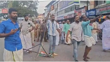 India News | Kerala: LDF Workers Vandalise Youth Congress Flagpoles, Posters in Adoor