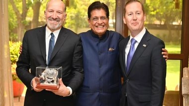 Business News | Piyush Goyal Meets US Counterpart Howard Lutnick, Ambassador Sergio Gor; Discuss Economic Partnership