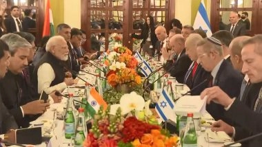 World News | PM Modi, Israeli Counterpart Netanyahu Hold High-level Delegation Talks in Jerusalem to Bolster Bilateral Ties