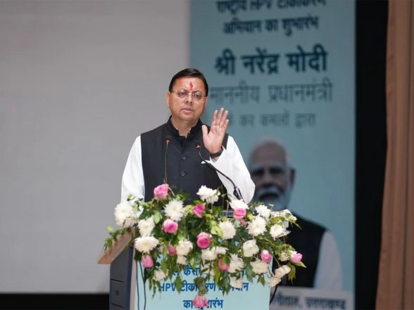 India News | Uttarakhand CM Virtually Participates in HPV Vaccination Campaign Event Against Cervical Cancer