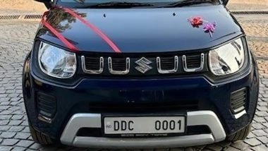 Andhra Businessman Spends INR 2.08 Crore on VIP Number Plate, Record-Breaking Vehicle Registration Plate ‘DDC 0001’ Spotted on Maruti Suzuki Ignis (See Pic)