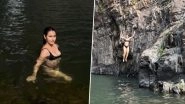 &lsquo;Bas Kood Jaao&rsquo;: Bikini-Clad Fatima Sana Shaikh Jumps off Cliff Into Water, &lsquo;Dangal&rsquo; Actress Shocks Fans and Celebs With Daring Stunt (Watch Video)