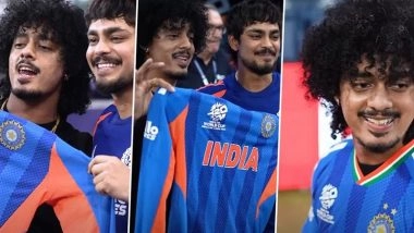 Ishan Kishan Meets His 'Lookalike' Hanumankind, Gifts Team India Jersey to Rapper in India vs Pakistan T20 World Cup 2026 Match (Watch Video)