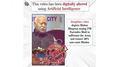 Did Mohan Bhagwat Urge PM Narendra Modi to Saffronise the Indian Army? PIB Fact Check Debunks Digitally Altered Fake Video